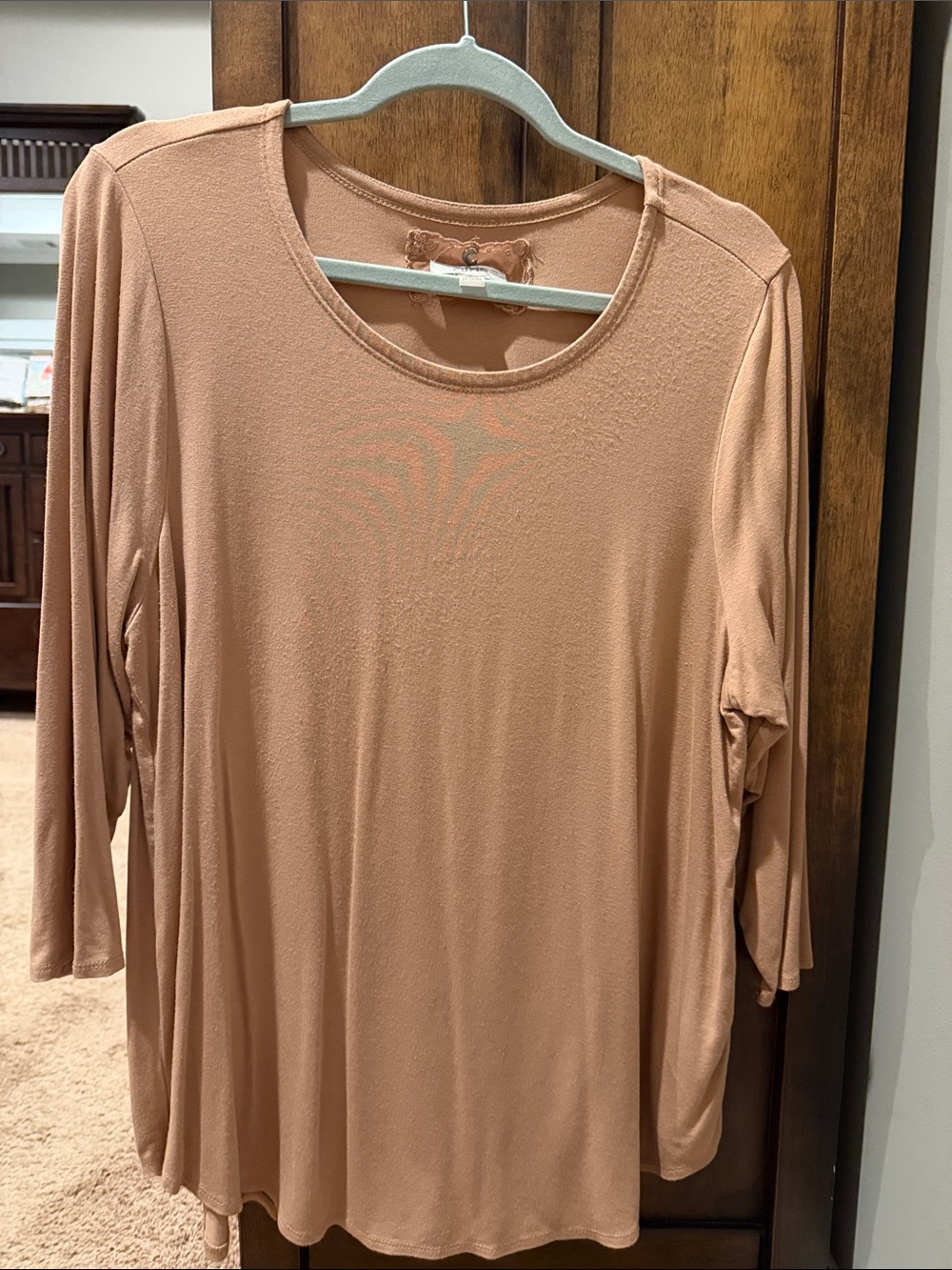 Cupio Scoop Neck Long Sleeve Top in Dusty Tan